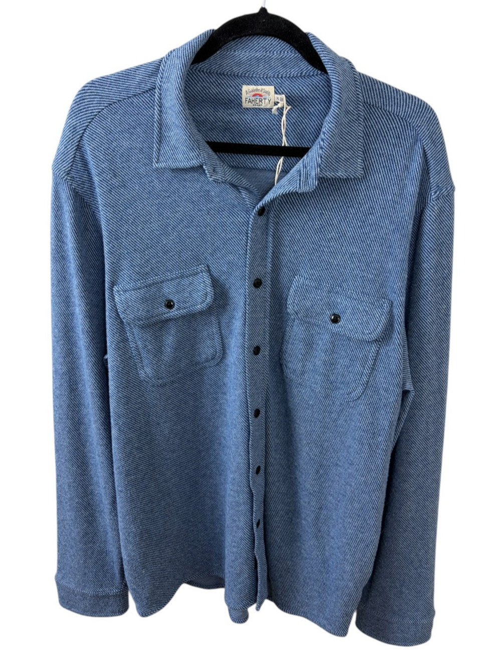 Faherty Men's Legend Button Down Soft Knit Sweater Shirt Blue XL Cabincore